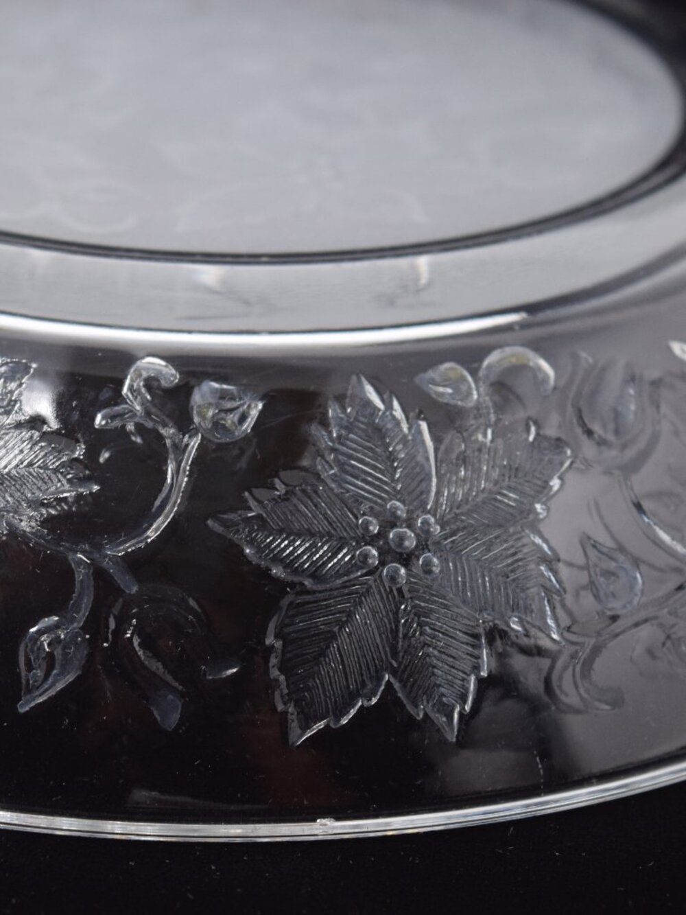 Princess House Fantasia Individual Pasta Bowl 8.5 in Clear Glass Embossed Floral - Picture 8 of 11